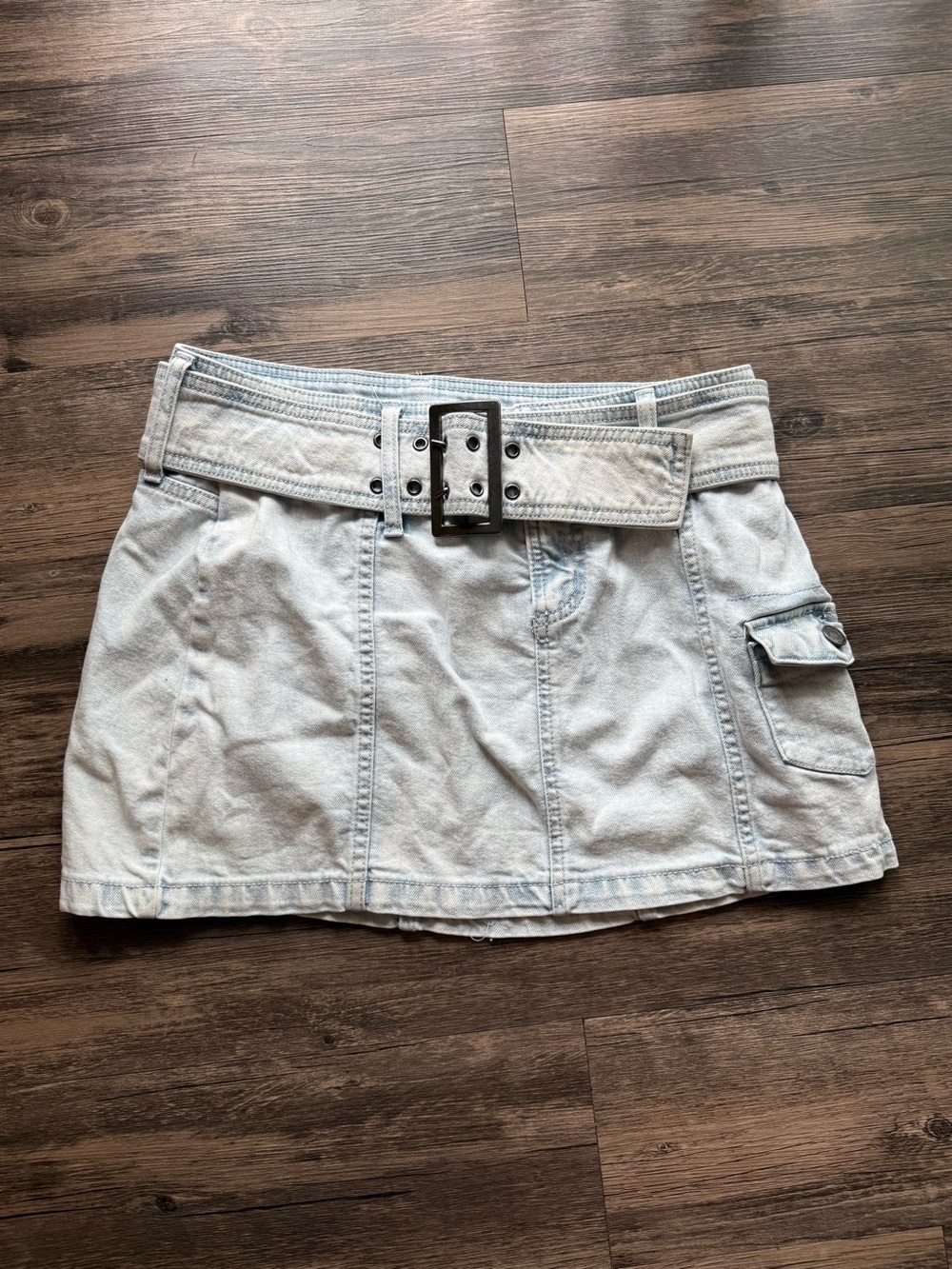 wild fable Light Blue Denim Mini Skirt with Buckle Belt
